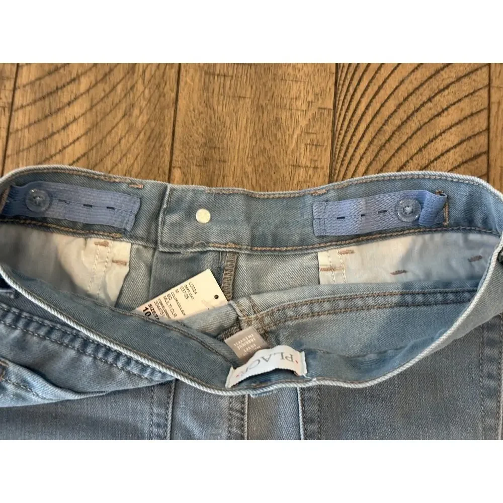 The Children's Place Girls Light Wash Denim Shorts Size 10 Adjustable Waist NWT